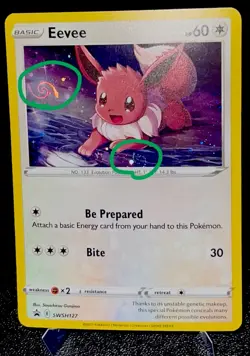Eevee SWSH127 NM Cosmos Holo Double Swirl Foil Bleed Black Star Pokemon Promo! - Image 1