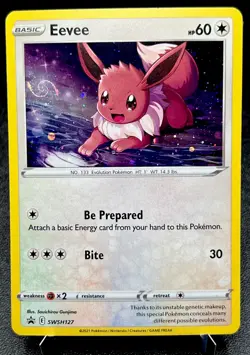 Eevee SWSH127 NM Cosmos Holo Double Swirl Foil Bleed Black Star Pokemon Promo! - Image 3