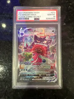 Pokemon 2021 Fusion Strike Gengar VMAX Full Art 271/264 PSA 10 - Image 1