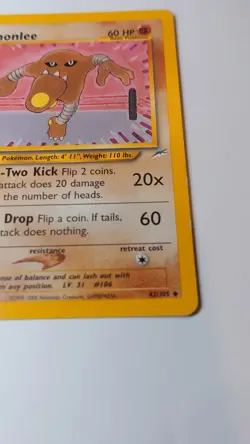 Hitmonlee 42/105 Neo Destiny Regular Pokemon TCG Vintage WOTC LP - Image 4