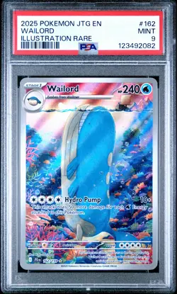 2025 POKEMON JTG EN-JOURNEY TOGETHER ILLUSTRATION RARE #162 WAILORD PSA 9 - Image 1