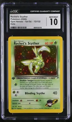 CGC 10 ROCKET'S SCYTHER 1ST EDITION GYM HEROES 13 HOLO SWIRL !!! POKEMON 2000 - Image 1
