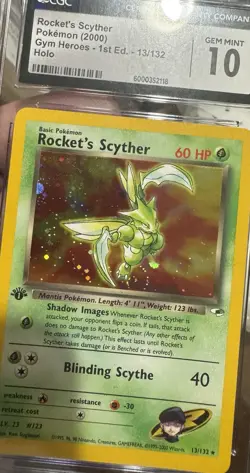 CGC 10 ROCKET'S SCYTHER 1ST EDITION GYM HEROES 13 HOLO SWIRL !!! POKEMON 2000 - Image 3