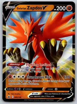 Galarian Zapdos V 080/198 SWSH06: Chilling Reign NM Pokemon Card TCG - Image 1