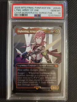 MTG Final Fantasy Commander Lightning, Army of One Borderless Surge Foil PSA 10 - Image 1