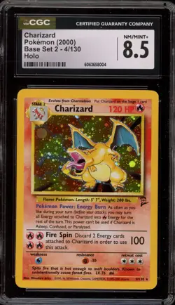 Pokemon Charizard Base Set 2 Holo Rare #4 CGC 8.5 - Image 1