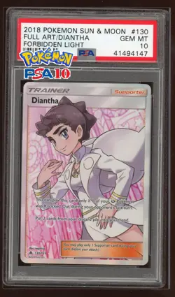 PSA 10 DIANTHA #130 POKEMON 2018 SUN & MOON FORBIDDEN LIGHT FULL ART GEM MINT - Image 1