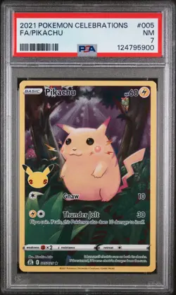 2021 Pokemon Pikachu 005/025 Celebrations Holo Full Art PSA 7 NM (NEW CERT) - Image 1