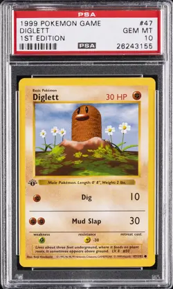 1999 POKEMON BASE SET 1ST EDITION #47 DIGLETT PSA 10 - Image 1
