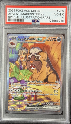 2025 Pokemon Dri En Arven's Mabosstiff ex Special Illustration Rare #235 PSA 4 - Image 1