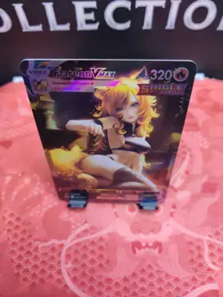 FLAREON Eevee Girls Trainer Card Goddess Waifu | Anime ACG DIY| Holo VMAX - Image 2