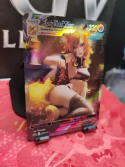 FLAREON Eevee Girls Trainer Card Goddess Waifu | Anime ACG DIY| Holo VMAX - Image 4