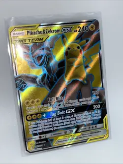 Pokemon TCG Card - Pikachu & Zekrom GX Tag Team 162/181 Full Art Holo Rare 🔥 - Image 1