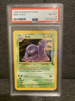 1999 Pokemon Fossil Muk Holo #13 PSA 8 NM-MT Card - Image 1