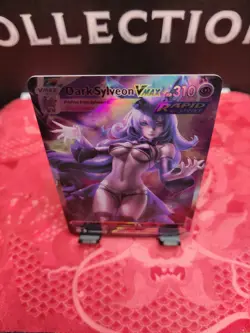 Dark SYLVEON Eevee Girls Trainer Card Goddess Waifu | Anime ACG DIY| Holo VMAX - Image 2