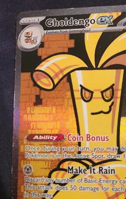 Pokemon TCG Gholdengo EX 252/182 SV04 Paradox Rift Holo Card - Conditional Wear - Image 2