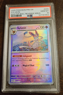 Pokemon Prismatic Evolutions Sylveon Master Ball 40 Reverse Holo PSA 10 - Image 1