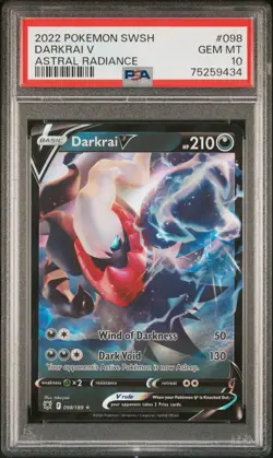 2022 POKEMON SWORD & SHIELD ASTRAL RADIANCE #098 DARKRAI V PSA 10 - Image 1