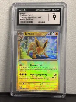 MASTERBALL JOLTEON 29/131 CGC 9 Prismatic Evolutions Pokemon Graded Card Holo - Image 1
