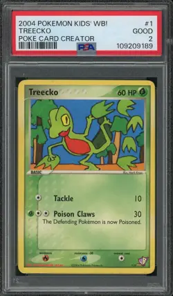 Pokemon Card Treecko 1/5 Kids' WB Poke Card Creator Contest PSA 2 GOOD - Image 1