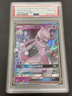 Mewtwo GX 31/68 Hidden Fates Ultra Rare Holo Pokemon Card PSA 10 GEM MINT - Image 1