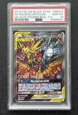 Pokemon 2019 Moltres Zapdos Articuno GX Black Star Promo Card SM210 PSA 10 - Image 1