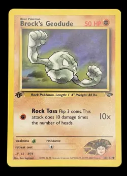 Brock's Geodude 1st Edition Gym Challenge 68/132 Unlimited Edition Regular Card - Image 1