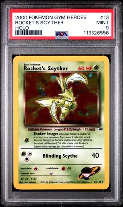 2000 POKEMON GYM HEROES HOLO #13 ROCKET'S SCYTHER PSA 9 - Image 1