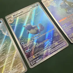 2023 Pokemon Squirtle, Wartortle, & Blastoise EX Scarlet & Violet 151 IR/SIR Set - Image 3