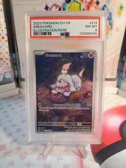 2023 POKEMON SVI EN-SCARLET & VIOLET ILLUSTRATION RARE #214 GREAVARD PSA 8 - Image 1