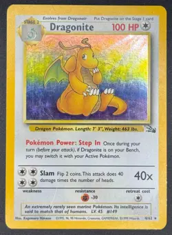 Dragonite 04/62 Pokemon TCG Vintage Fossil Unlimeted Holo Rare - Lightly Played - Image 1