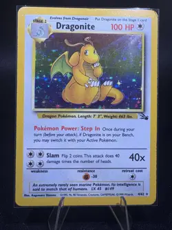 Pokemon TCG Dragonite Holo Fossil Set 4/62 - Vintage WOTC 1999-Nice - Image 2