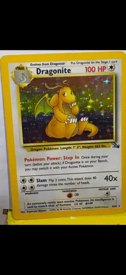 Pokemon TCG Dragonite Holo Fossil Set 4/62 - Vintage WOTC 1999-Nice - Image 3