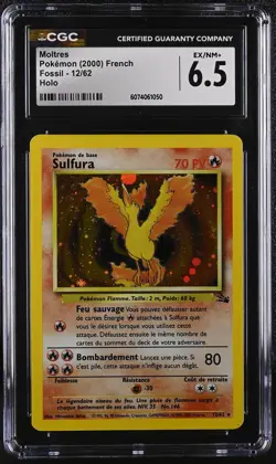 CGC 6.5 FRENCH Moltres 2000 Fossil 12/62 Holo Pokemon Card - Image 1