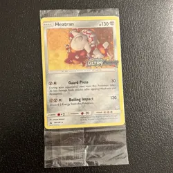 Pokemon TCG Heatran Sun & Moon Ultra Prism 88/156 Holo Promo Card Still In Pack! - Image 1