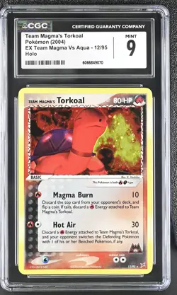 CGC 9 MINT Team Magma's Torkoal EX Team Magma Vs Aqua 12/95 Holo Pokemon Card - Image 1