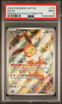 2025 Black Star Promo Prismatic Evolutions ETB Eevee #173 PSA 9 Mint - Image 1