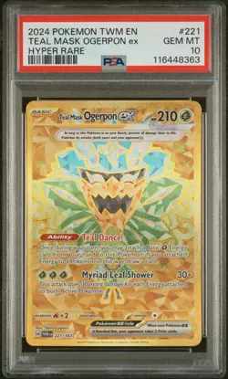 2024 Pokemon Twilight Masquerade Teal Mask Ogerpon EX #221 Hyper Rare PSA 10 - Image 1