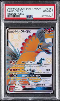 2019 POKEMON SUN & MOON HIDDEN FATES #SV50 FULL ART/HO-OH GX PSA 10 - Image 1