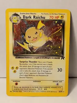 Dark Raichu Rocket Set Pokemon Tcg 2000 Secret Rare Holo Swirl 83 83/82 - Image 1