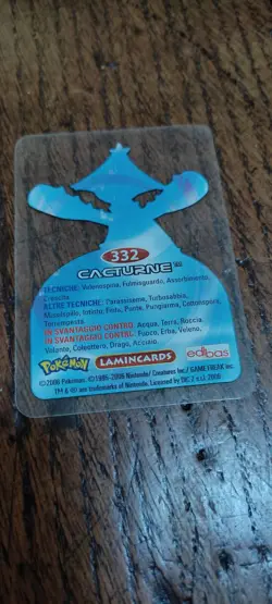 Cacturne 332 Pokemon Lamincards Edibas - ITA - PLAYED - Image 2