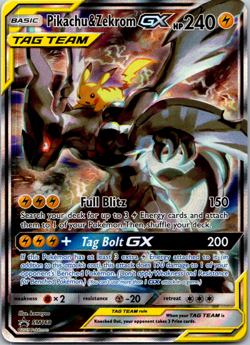 Pikachu & Zekrom GX Tag Team SM168 SM Promos Full Art Texture Holo NM Pokemon - Image 1