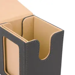 Card Deck Box PU Leather Magnet Closure for 100 Card Game Cards Khaki - Image 5