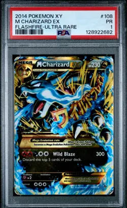 2014 Pokemon XY M Charizard EX Flashfire Ultra Rare Card #108 PSA 1 - Image 1