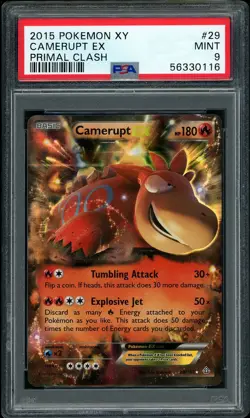 2015 Pokemon XY Primal Clash Camerupt EX #29 PSA 9 MINT - Image 1
