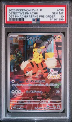 2023 POKEMON JAPANESE SV-P PROMO #098 DETECTIVE PIKACHU PSA 10 - Image 1
