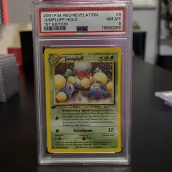 Pokemon 2001 Neo Revelation #9 JUMPLUFF 1st Edition Holo PSA 8 NM-MT - Image 1