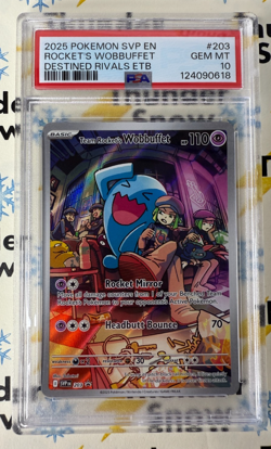 ⚡❄ 2025 Pokemon Destined Rivals Rocket's Wobbuffet #203 Promo ETB PSA 10 - Image 1