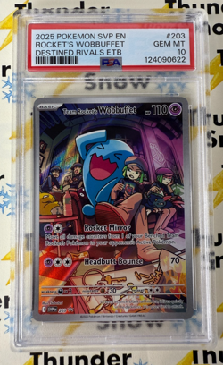 ⚡❄ 2025 Pokemon Destined Rivals Rocket's Wobbuffet #203 Promo ETB PSA 10 - Image 1