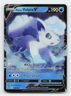 Alolan Vulpix V 033/195 Ultra Rare SWSH12: Silver Tempest Pokemon Card - Image 1